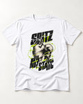 Pomeranian Not Static T-Shirt in White, flat lay product photo
