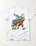 Pug Scoop Now Explain Later T-Shirt in White, flat lay product photo