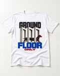 Ground Floor Only Dachshund T-Shirt in White, flat lay product photo