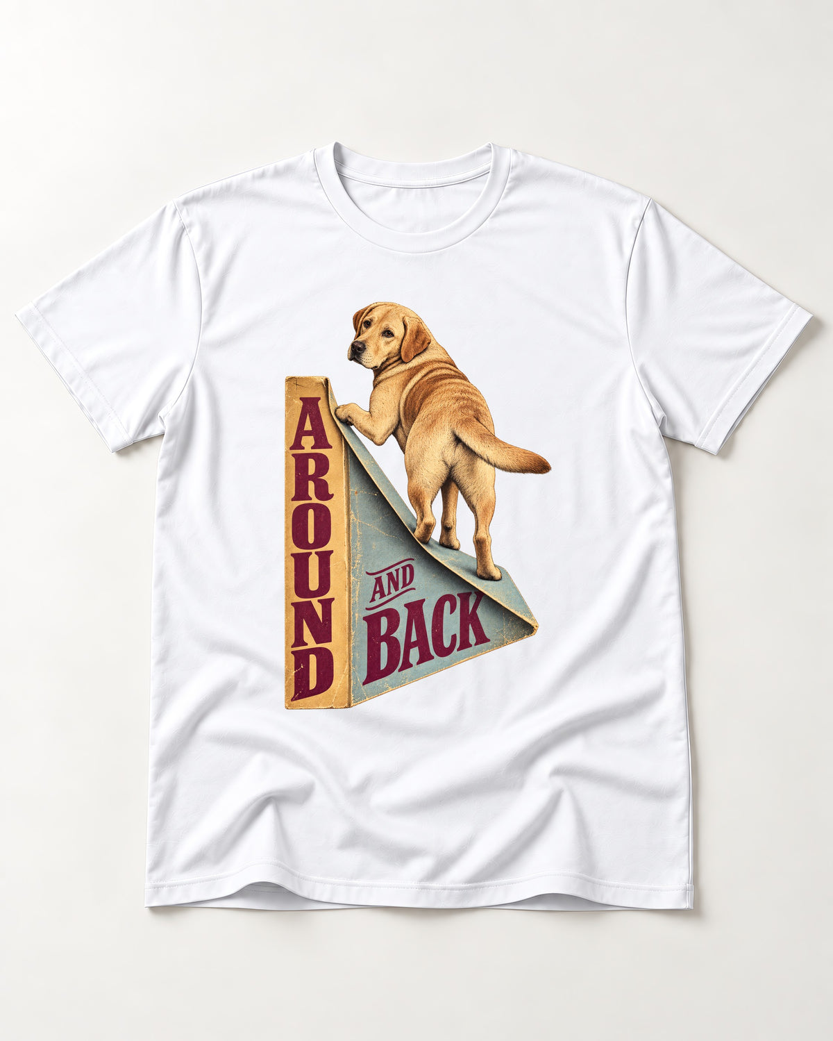 Labrador Retriever Around and Back T-Shirt in White, flat lay product photo