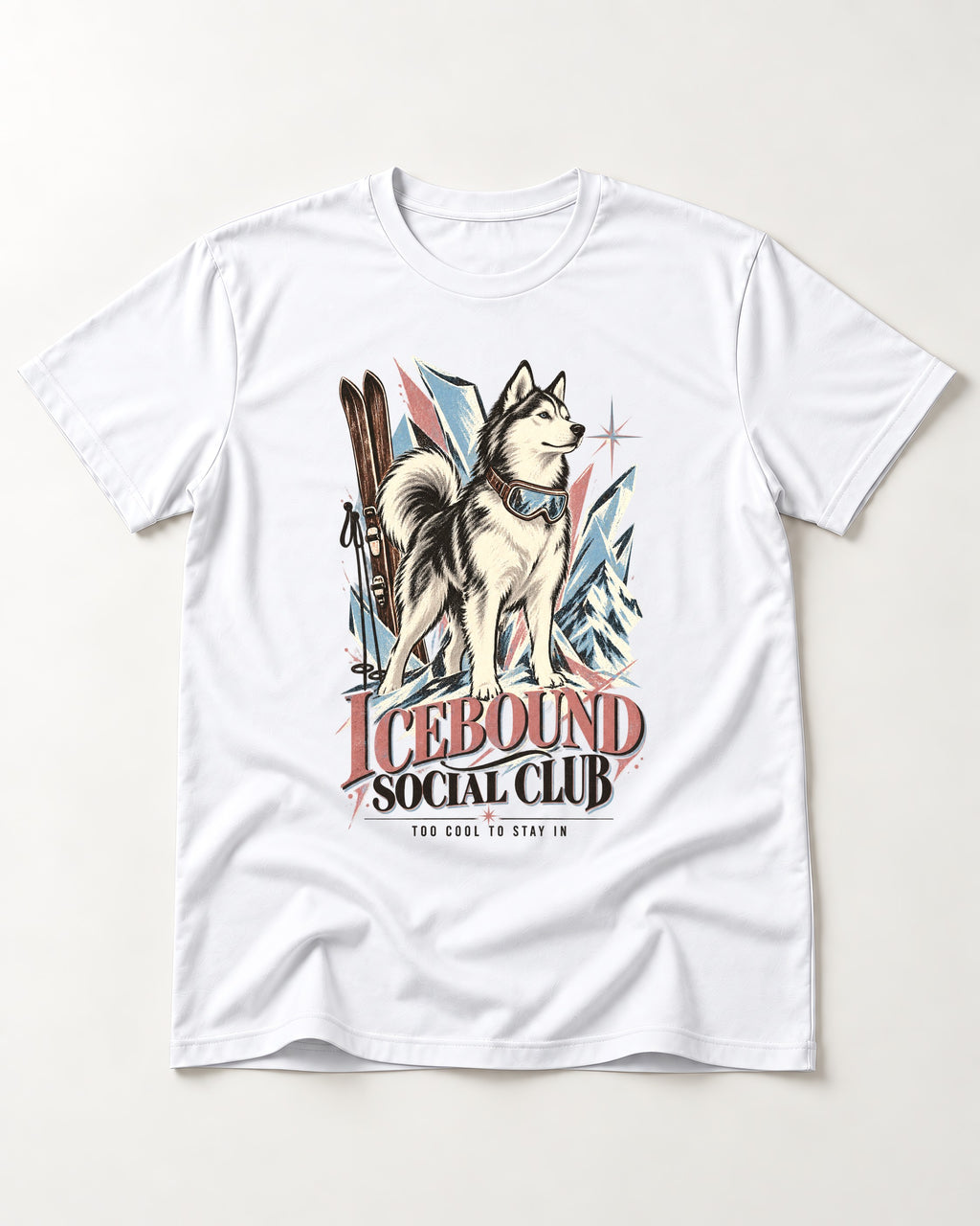 Icebound Husky T-Shirt in White, flat lay product photo
