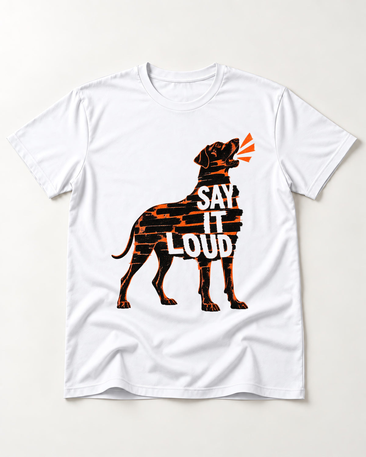 Great Dane Say It Loud T-Shirt in White, flat lay product photo