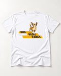 One Beat Early Chihuahua T-Shirt in White, flat lay product photo