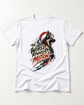 German Shepherd Dog The World Rewards Motion T-Shirt in White, flat lay product photo