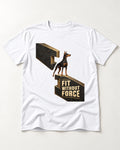 Doberman Fit Without Force T-Shirt in White, flat lay product photo