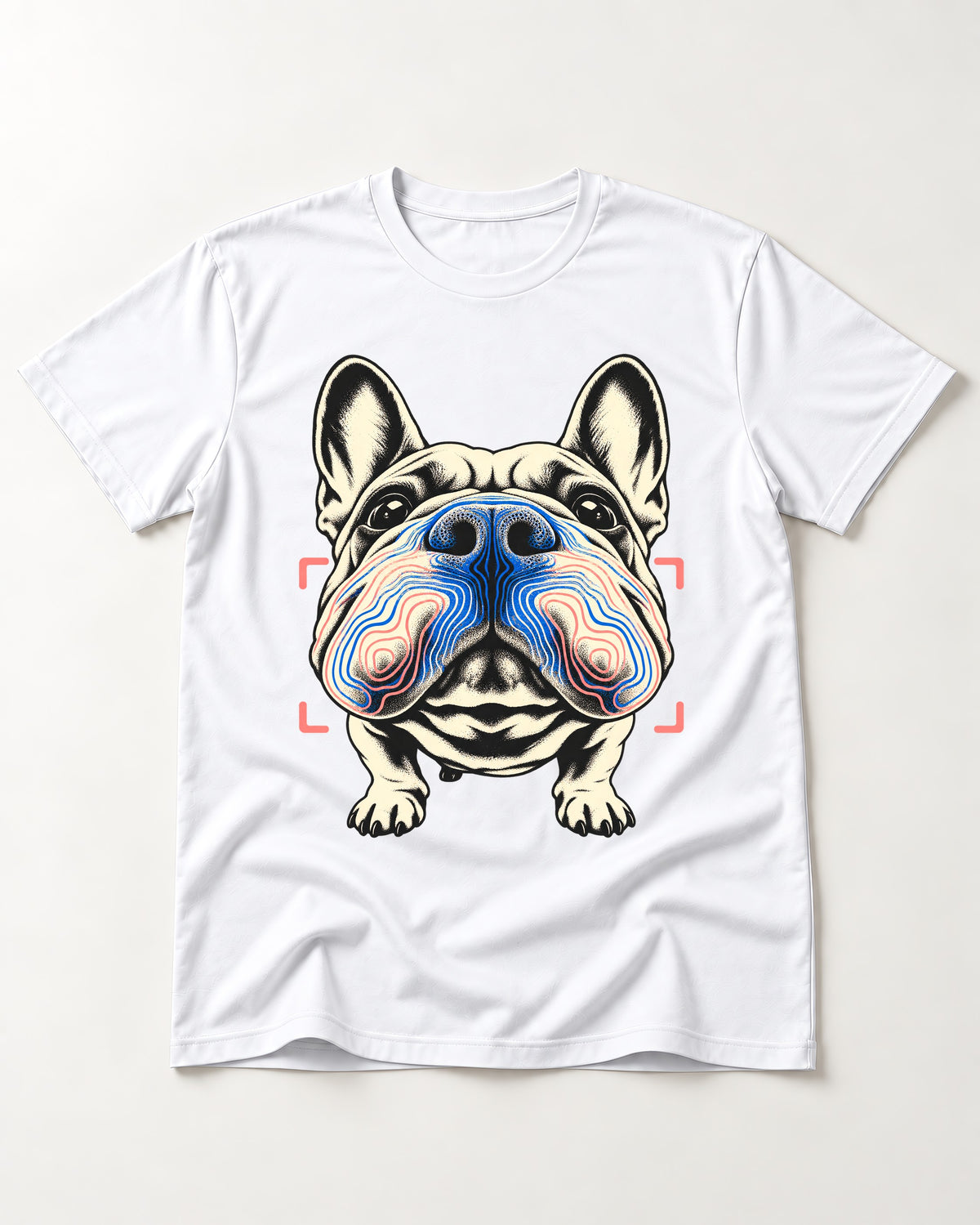 Frenchie Nose Topography Graphic T-Shirt in White, flat lay product photo