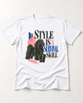 Shih Tzu Survival Skill T-Shirt in White, flat lay product photo