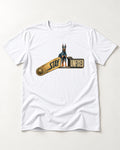 Doberman Stay Unfixed T-Shirt in White, flat lay product photo