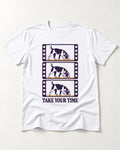 Beagle Take Your Time T-Shirt in White, flat lay product photo
