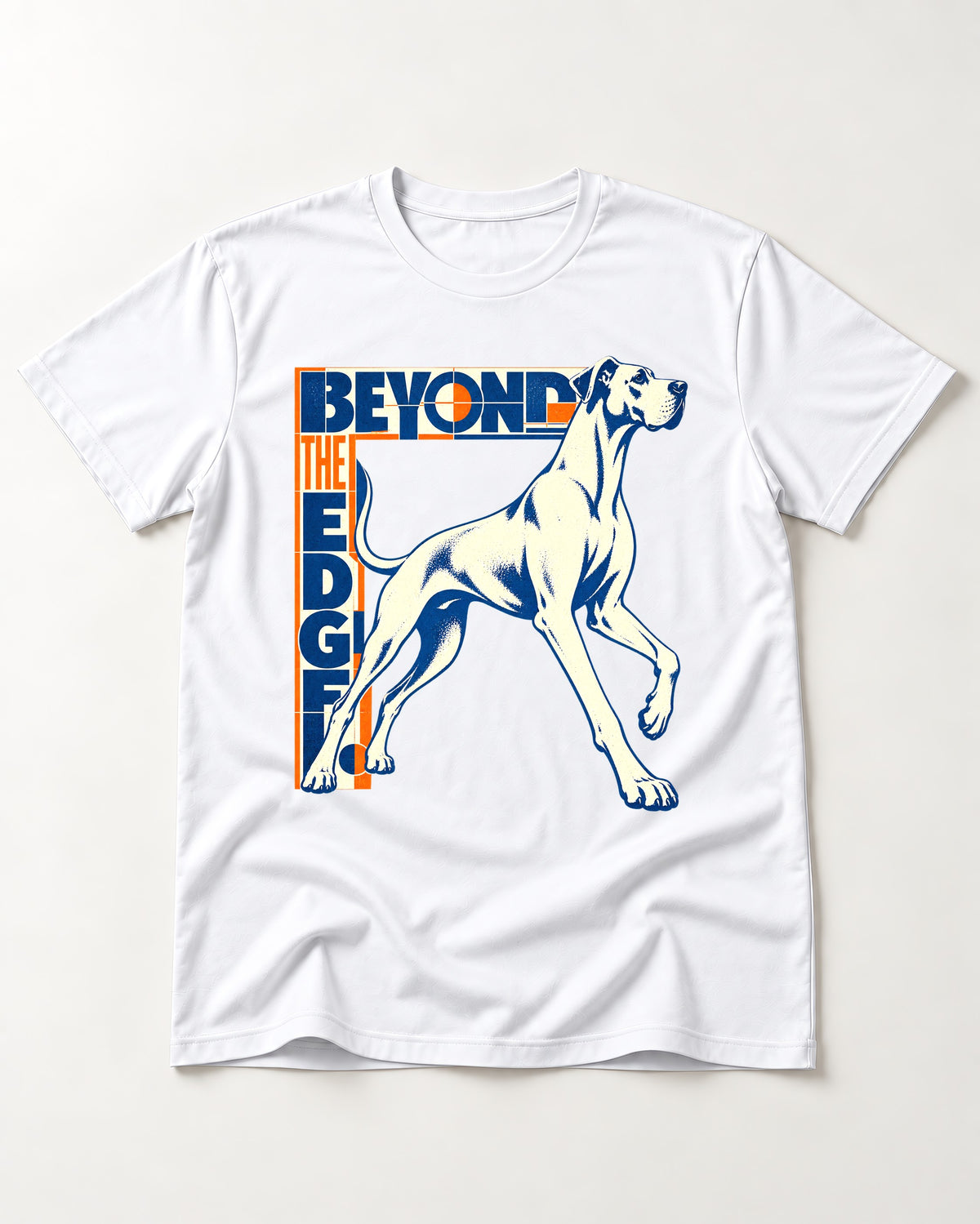 Great Dane Beyond the Edge T-Shirt in White, flat lay product photo