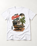 Better with a Frenchie T-Shirt in White, flat lay product photo
