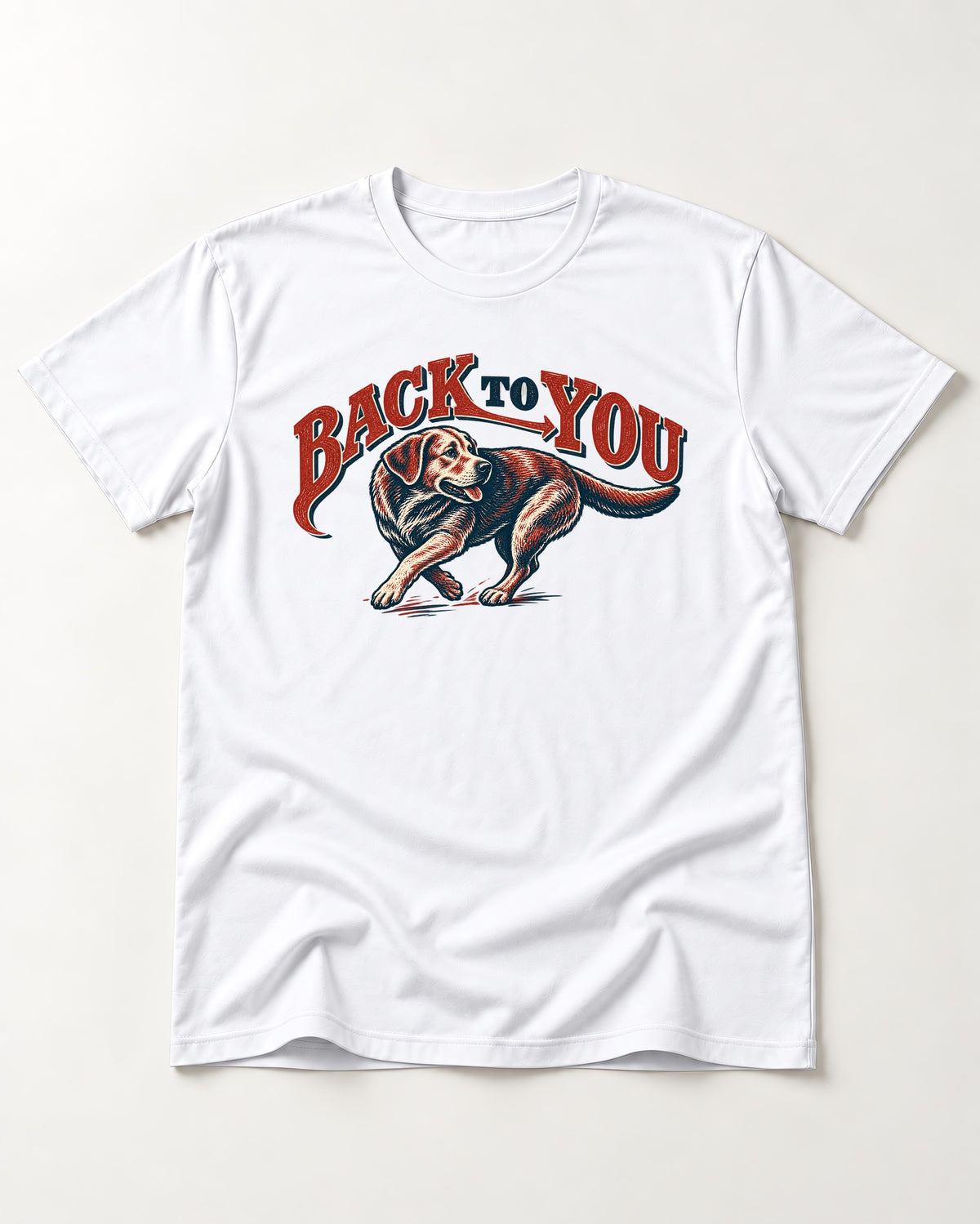 Labrador Retriever Back to You Turning Graphic T-Shirt in White, flat lay product photo