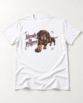 Dachshund Already in Progress T-Shirt in White, flat lay product photo