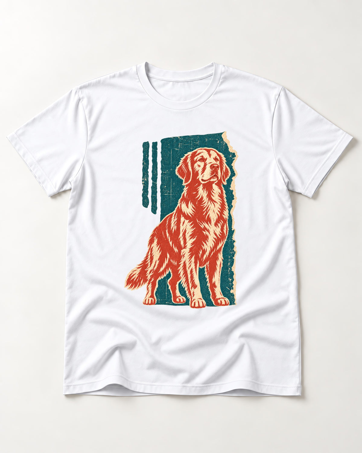 Golden Retriever Steadfast Heart T-Shirt in White, flat lay product photo