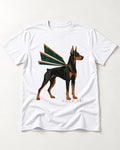 Release the Doberman Line T-Shirt in White, flat lay product photo