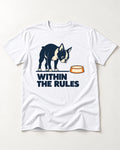 Within the Rules Boston Terrier T-Shirt in White, flat lay product photo