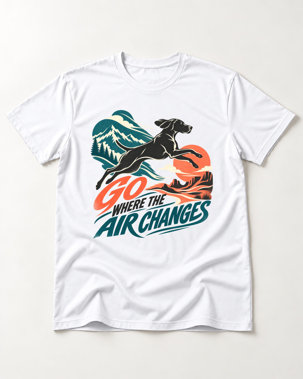 German Shorthaired Pointer Where the Air Changes T-Shirt in White, flat lay product photo