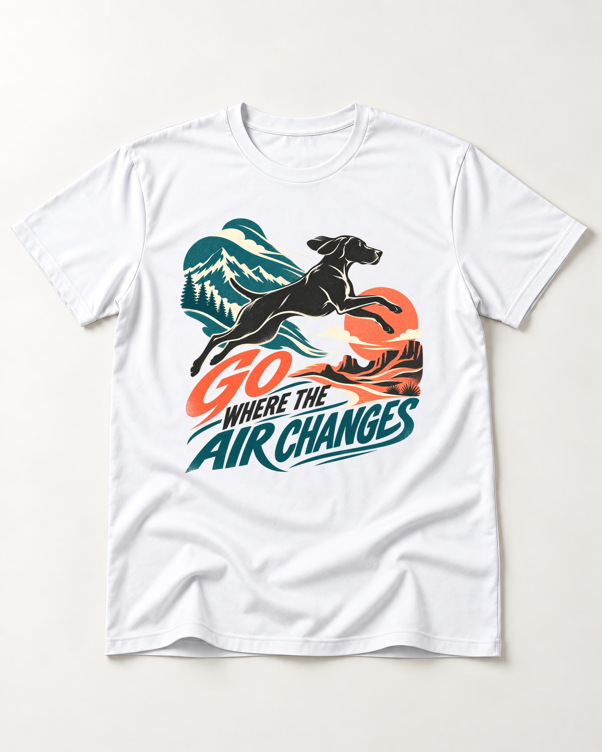 German Shorthaired Pointer Where the Air Changes T-Shirt in White, flat lay product photo