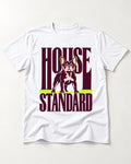 Frenchie House Standard T-Shirt in White, flat lay product photo