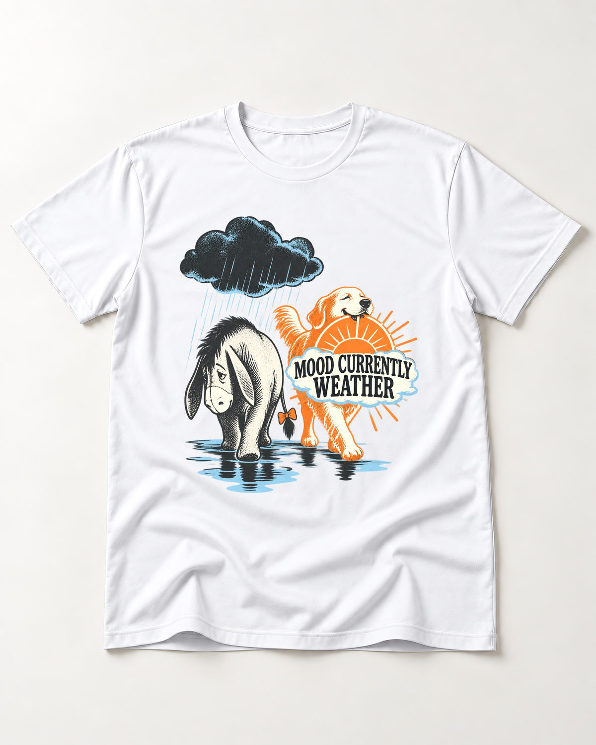 Mood Currently Golden Retriever Weather T-Shirt in White, flat lay product photo