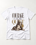 Pitbull Courage Can Be Quiet T-Shirt in White, flat lay product photo