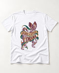 Leave a Little Drama Yorkshire Terrier T-Shirt in White, flat lay product photo