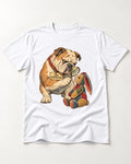 English Bulldog Toy Inspector T-Shirt in White, flat lay product photo