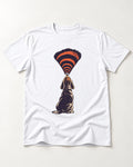 Beagle Broadcast T-Shirt in White, flat lay product photo