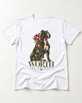Pitbull Worth the Patience T-Shirt in White, flat lay product photo