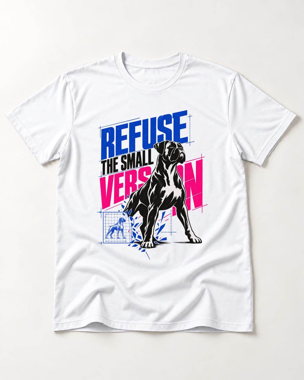 Boxer Refuse the Small Version T-Shirt in White, flat lay product photo