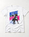 Boxer Refuse the Small Version T-Shirt in White, flat lay product photo