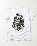 Loyal to What Matters English Bulldog T-Shirt in White, flat lay product photo