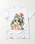Shih Tzu Mini Muse T-Shirt in White, flat lay product photo