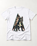 Frenchie Open at the Top T-Shirt in White, flat lay product photo