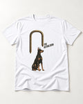 Nothing Pins Doberman Down T-Shirt in White, flat lay product photo