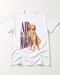 Golden Retriever In the Margins T-Shirt in White, flat lay product photo