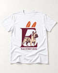 Frenchie Without Excess T-Shirt in White, flat lay product photo