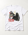 The Quiet Shih Tzu Has Teeth T-Shirt in White, flat lay product photo