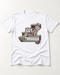 Yorkshire Terrier Cut Through T-Shirt in White, flat lay product photo