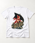 Black Sails Bright Heart Boston Terrier T-Shirt in White, flat lay product photo