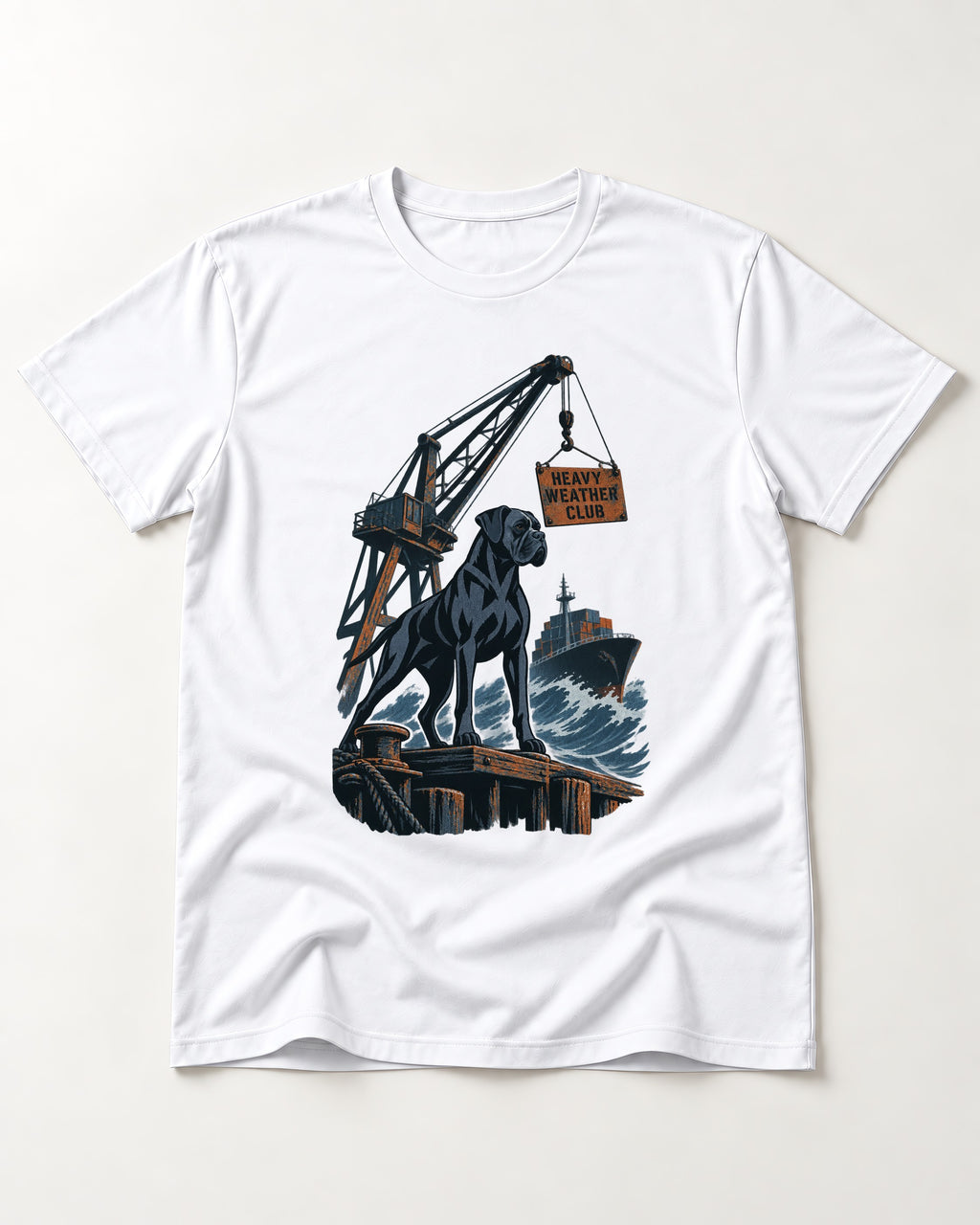 Boxer Heavy Weather Club T-Shirt in White, flat lay product photo