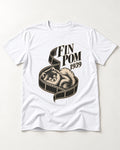 Fin Pomeranian T-Shirt in White, flat lay product photo