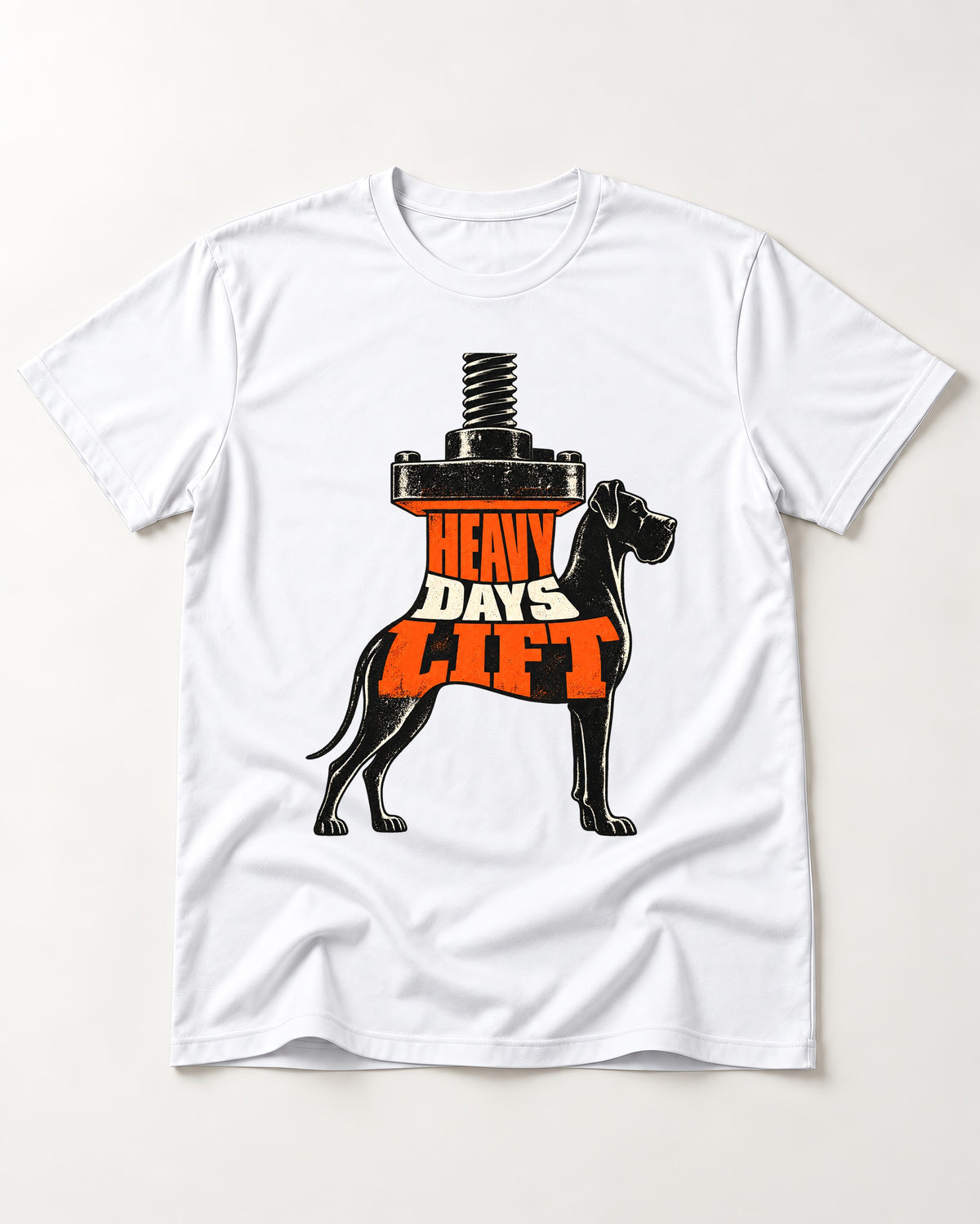 Great Dane Heavy Days Lift T-Shirt in White, flat lay product photo