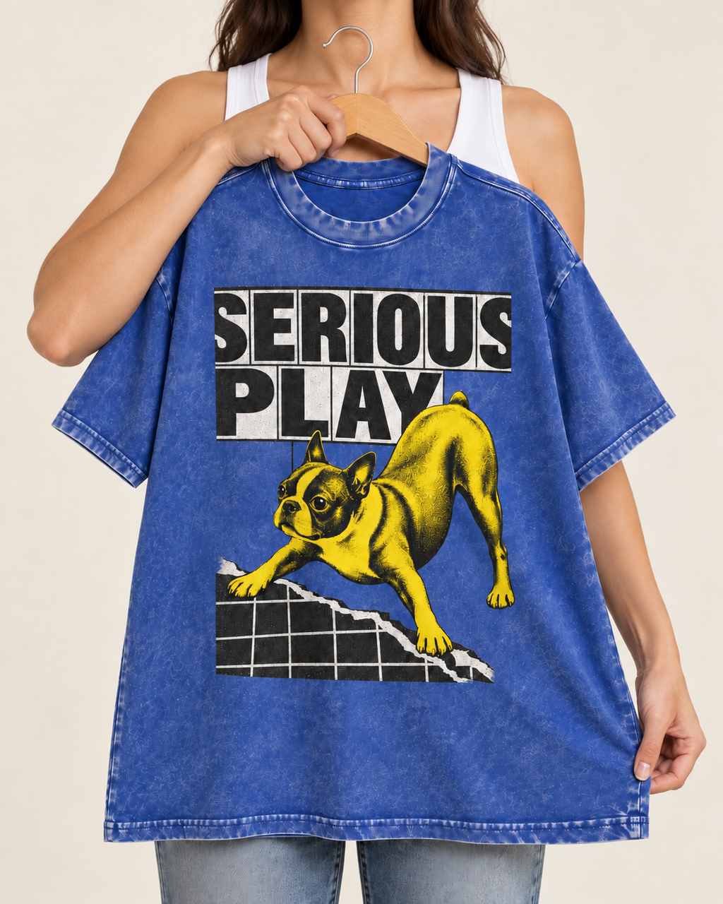 Boston Terrier Serious Play Washed Tee