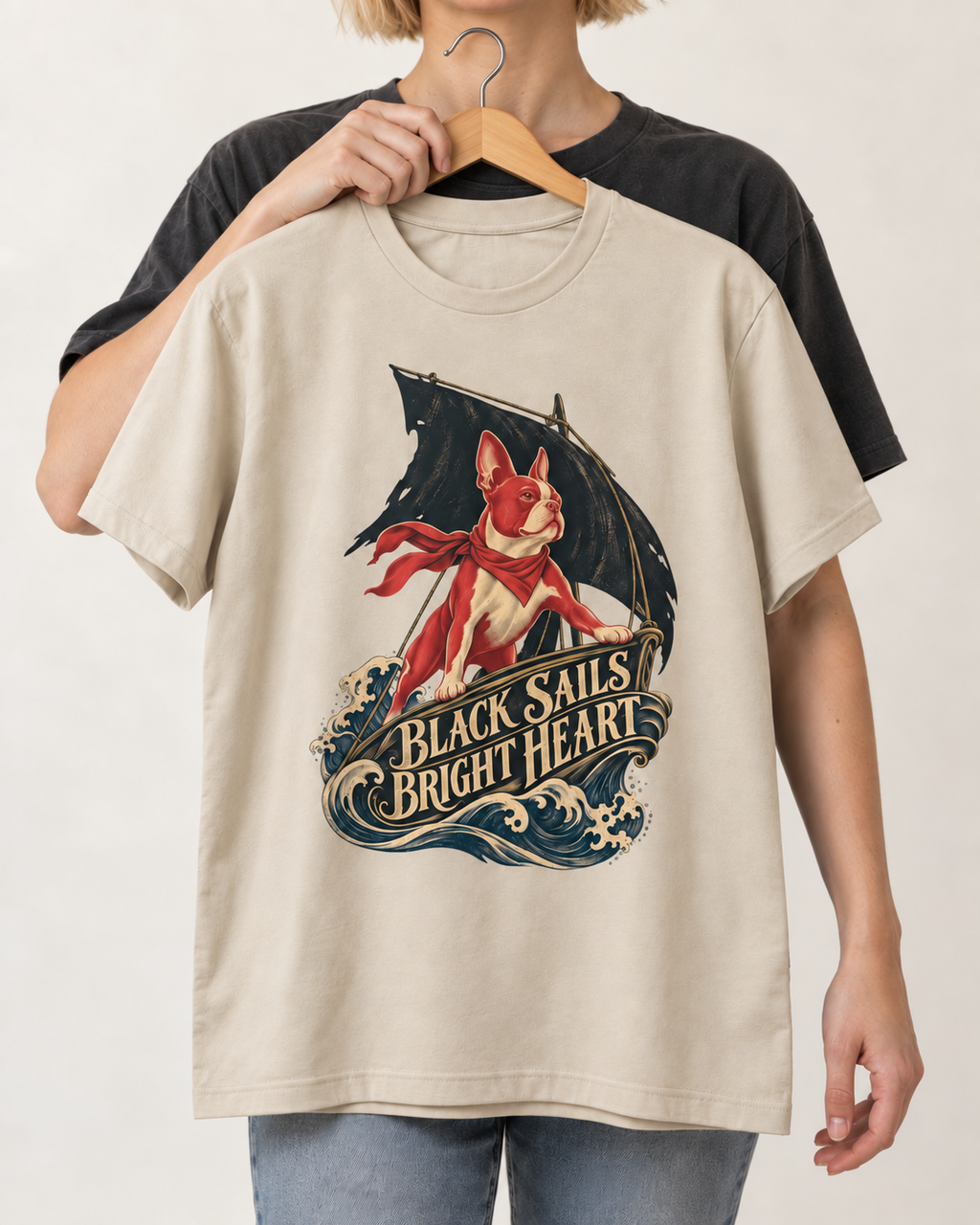 Black Sails Bright Heart Boston Terrier T-Shirt