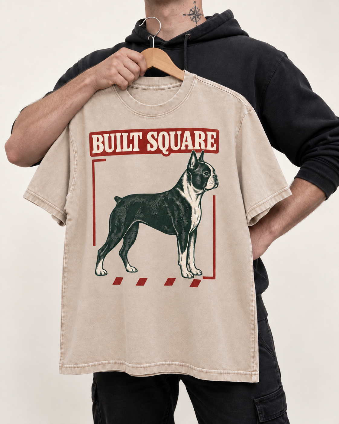 Built Square Boston Terrier Washed Tee