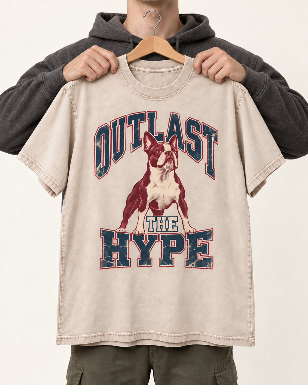 Outlast the Hype Boston Terrier Washed Tee