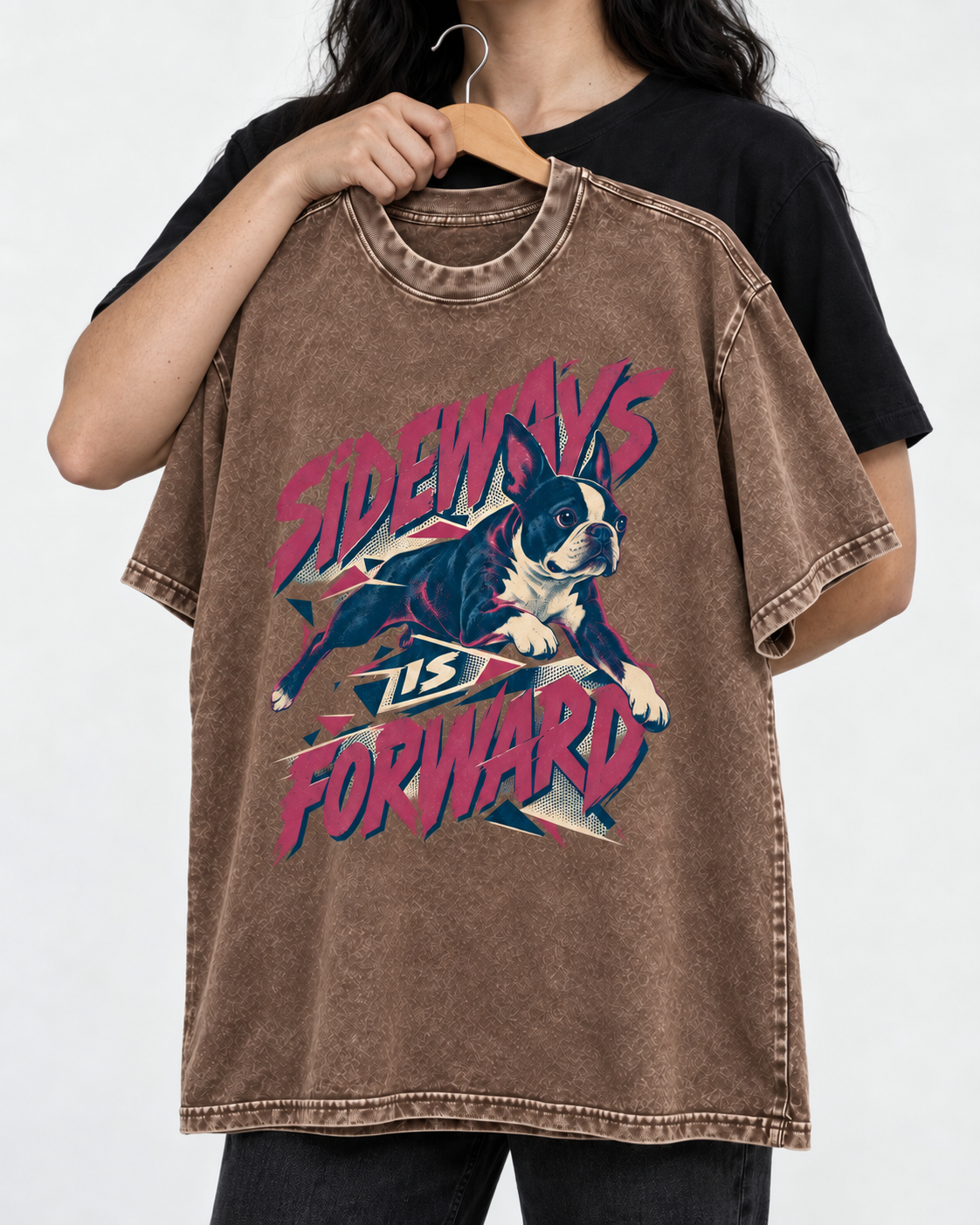 Sideways Is Forward Boston Terrier Washed Tee