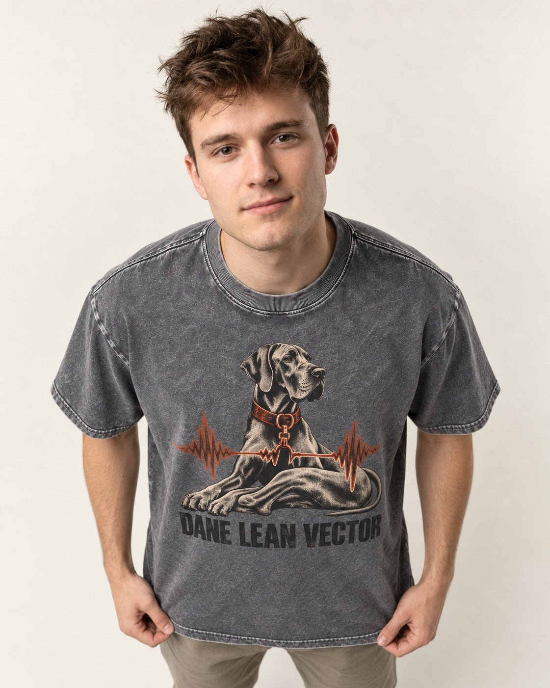 Great Dane Lean Washed Tee in Gray, worn by a model