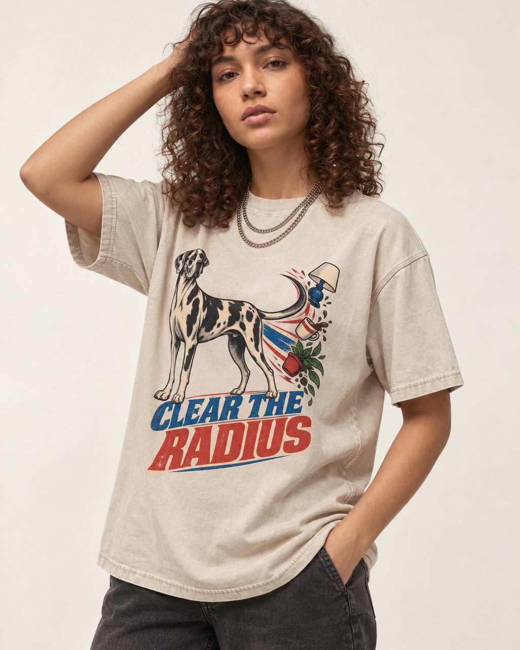 Great Dane Clear the Radius Washed Tee in Apricot, worn by a model